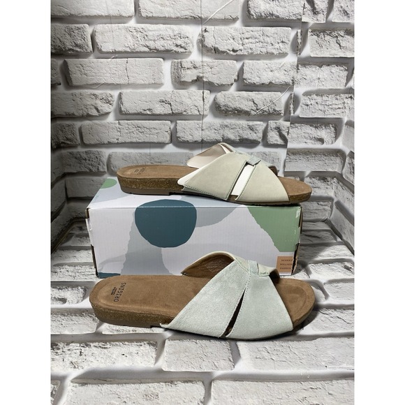 Earth Origins Suede Slide Sandals Lexi Seafoam Multi Women's Size 11W - Picture 1 of 8